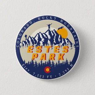 Estes Park Colorado Vlag Bergen Wandelen Souvenir Ronde Button 5,7 Cm