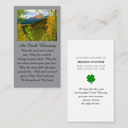 Estes Park Ierse zegen geel groen blauw Visitekaartje (Voorkant / Achterkant)
