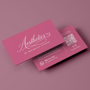 Estheetician Luxe Script Aesthetics Roze Visitekaartje
