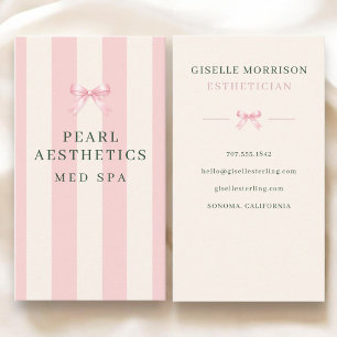 Estheetician Roze en Groene Gestreepte Preppy Stri Visitekaartje