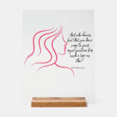 Esther 4:14 Schrift Bijbel Verse Roze Silhouet Acryl Bord (Voorkant)