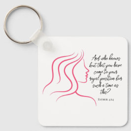 Esther 4:14 Schrift Bijbel Verse Roze Silhouet Sleutelhanger