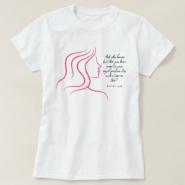 Esther 4:14 Schrift Bijbel Verse Roze Silhouet T-shirt