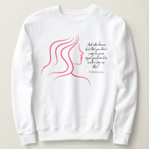 Esther 4:14 Schrift Bijbel Verse Roze Silhouet Trui
