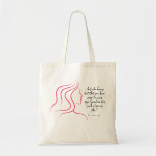 Esther 4:14 Schrift Bijbelvers Roze Silhouet Tote Bag