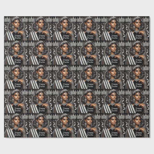 Esther Black Purim Inpakpapier (Vlak)