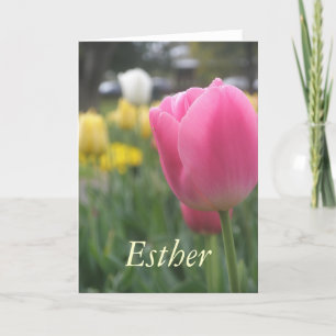 Esther Girls name Tulip Wenskaart Kaart