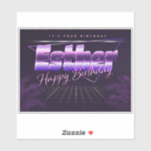Esther Nom Prénom lila retro Sticker (Feuille)