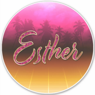 Esther Prénom Golden Pink Autocollants
