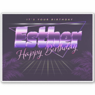 Esther prénom lila retro Sticker