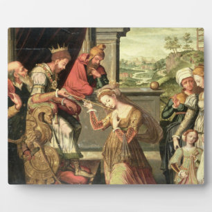 Esther voor koning Ahasuerus met Haman Fotoplaat