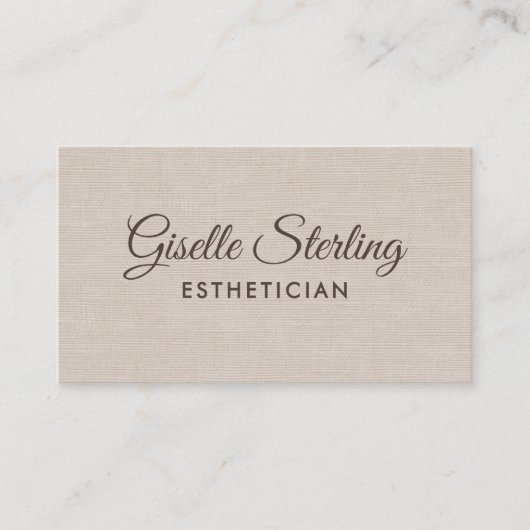 Esthetician Beige Linen Modern Elegant QR Code Visitekaartje (Voorkant)