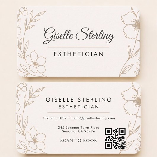 Esthetician Floral QR Code Professional Visitekaartje