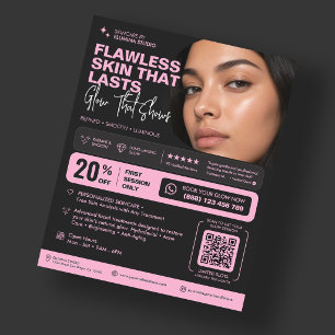 Esthetician Glow Huidverzorging Esthetisch Roze Zw Flyer