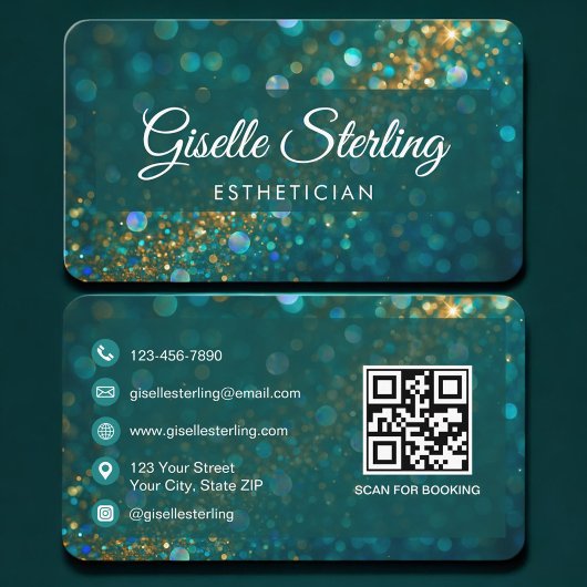 Esthetician Green Gold QR Code Professional Visitekaartje