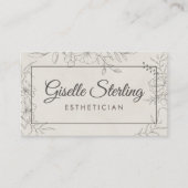 Esthetician Marble Stone Floral Line Art Script Visitekaartje (Voorkant)