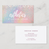 Esthetician Pastel Rainbow Glitter Effect Visitekaartje (Voorkant / Achterkant)