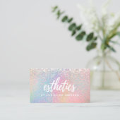 Esthetician Pastel Rainbow Glitter Effect Visitekaartje (Staand voorkant)