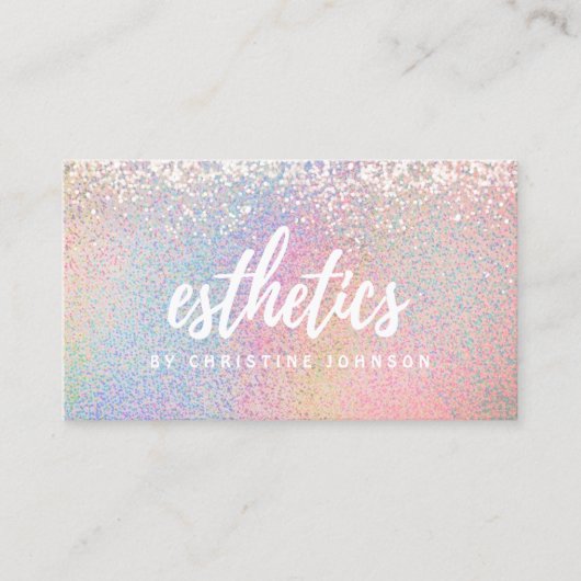 Esthetician Pastel Rainbow Glitter Effect Visitekaartje (Voorkant)