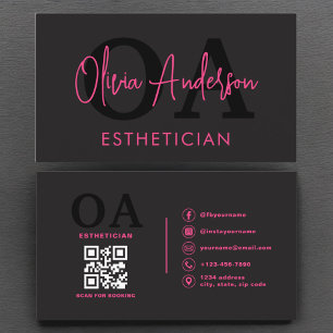 Esthetician QR Code Hot Pink Black Sociale Media Visitekaartje