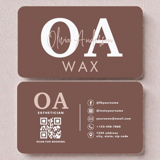 Esthetician QR Code Terracotta Wax Specialist  Visitekaartje
