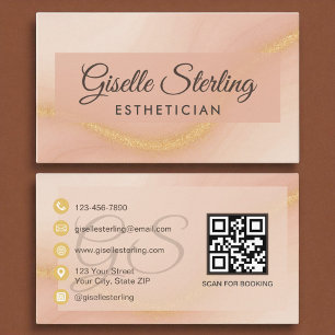 Esthetician Waterverf Gold Monogram QR-code Visitekaartje