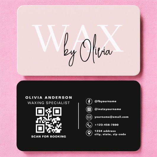 Esthetician Wax Specialist Pink QR Code Visitekaartje