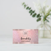 estheticien Lash Nails Hair QR CodeLogo Roos Roze Visitekaartje (Staand voorkant)