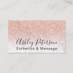 Esthetics massage script marble roos gold glitter visitekaartje