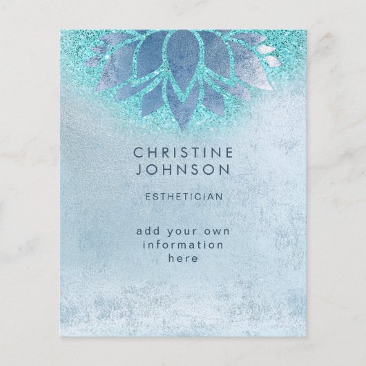 estheticus blauw blauwgroen faux glitter flyer (Voorkant)