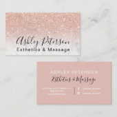 Esthetiek massagescript marmer roos gouden glitter visitekaartje (Voorkant / Achterkant)