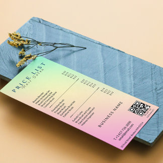 Esthétique Liste de prix Menu Pastel Holographique