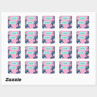 Esthetisch bloemig onderwerp gepersonaliseerd noti vierkante sticker