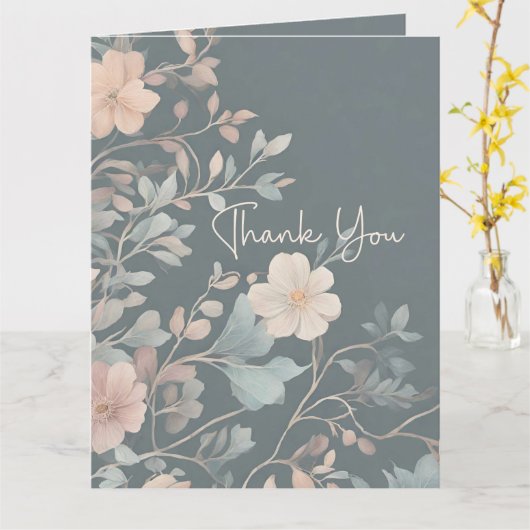  esthetisch bloemmotief dank u bruiloft kaart (Gele Bloem)