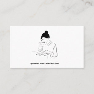Esthetisch boek en koffie lijn kunst T-shirt Visitekaartje