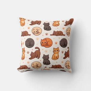 Esthetisch cute kattenpatroon speelse kitten kussen