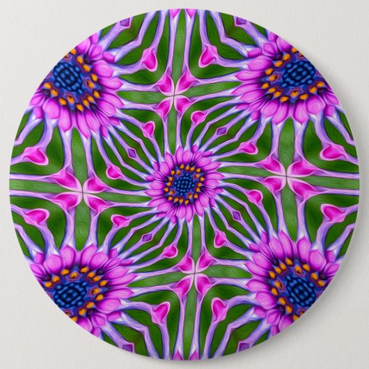 Esthetisch daisy-patroon ronde button 6,0 cm (Voorkant)