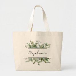 Esthetisch fris groen personaliseren naam grote tote bag