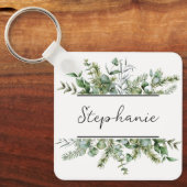 Esthetisch fris groen personaliseren naam sleutelhanger (Voorkant)