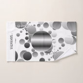 Esthetisch Grijs Abstract Polka Dots Pattern Wit Bad Handdoek (Handdoek)