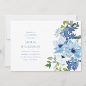 Esthetisch Lichtblauw Waterverf Bloemen Baby showe Kaart (Voorkant)