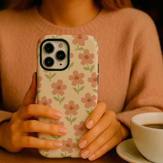 Esthetisch minimalistisch pastelbloempatroon iPhone hoesje