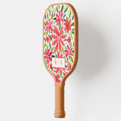Esthetisch  Monogram Initiaal Rode Bloemen Pickleball Paddle (Links)