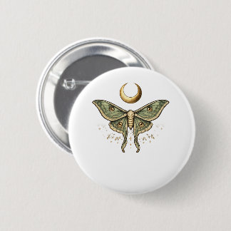Esthetisch mystieke Luna Moth grafische T-shirt Ronde Button 5,7 Cm