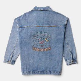 esthetisch ontwerp van kosmische typografie denim jacket