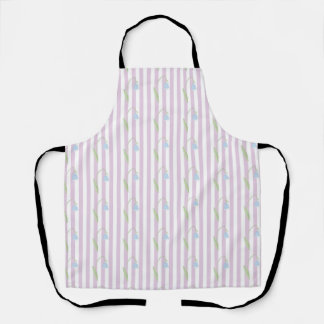 Esthetisch pastelroze gestreept patroon met bloeme schort