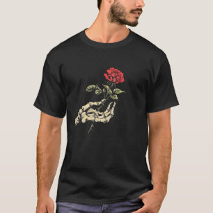 Esthetisch Roos Bloem Wit Skelet Hand Holding T-shirt