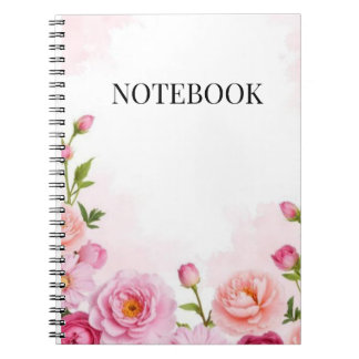 Esthetisch roze bloemenspiralschrift notitieboek