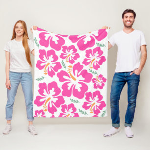 Esthetisch roze hibiscus herhalend patroon fleece deken