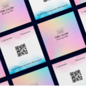 Esthetisch roze holografische iriserende QR-code Vierkante Visitekaartje